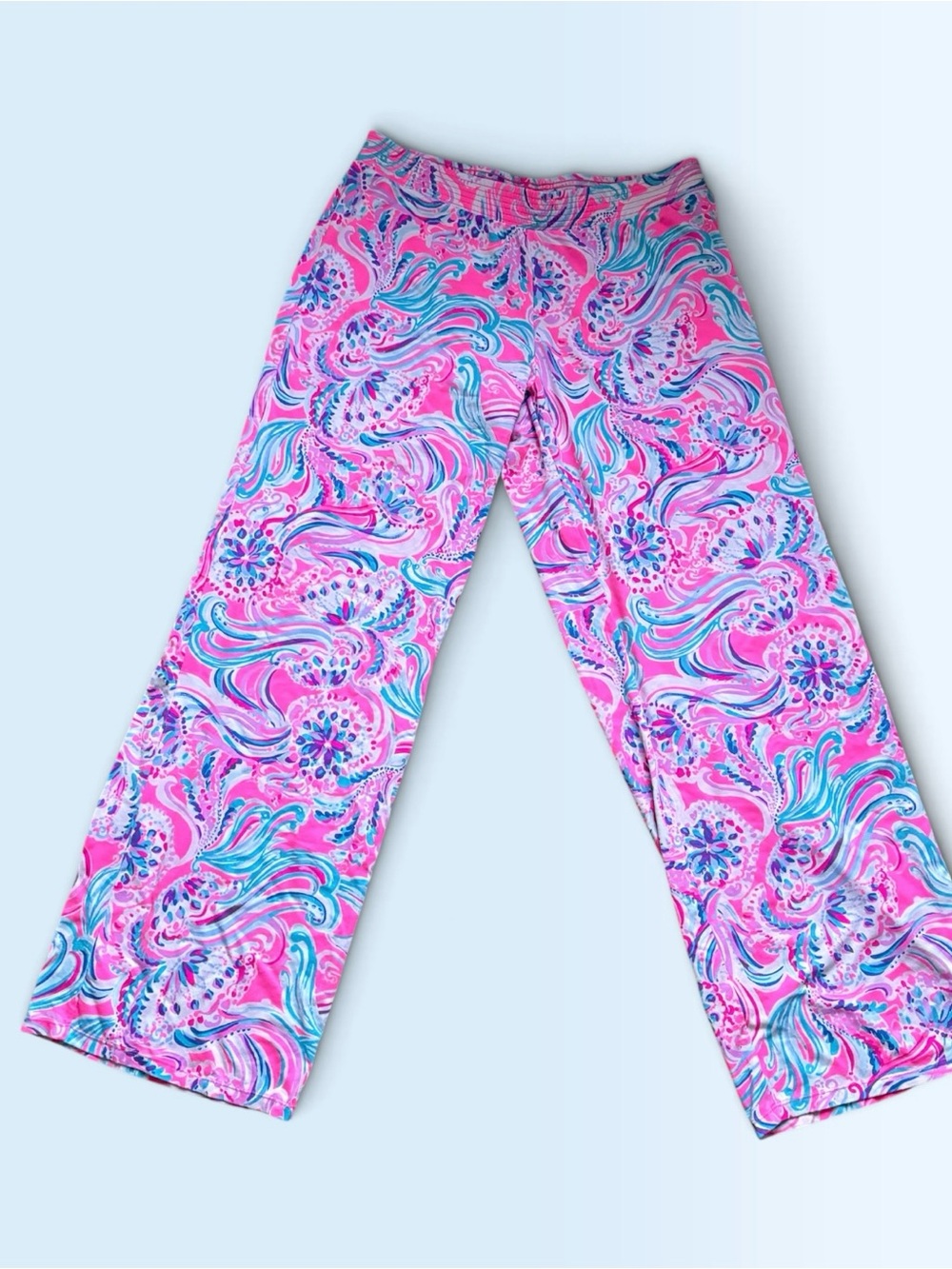 Lilly Pulitzer Pink & Aqua Floral Swirl Leggings
